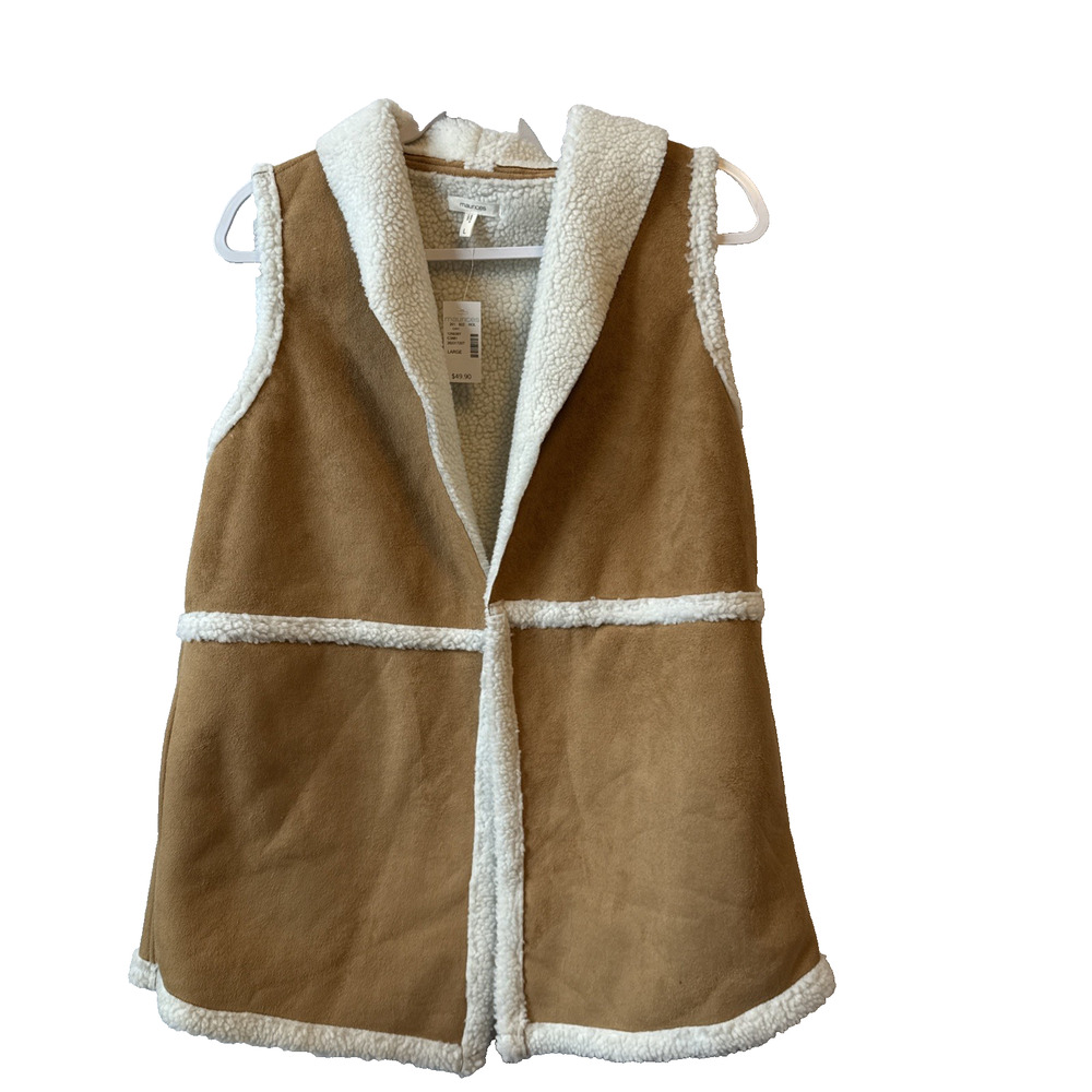Maurice’s NWT Women’s L Boho Sherpa Faux Suede Sleeveless Vest Western Cabincore